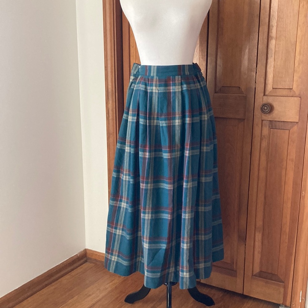 Vintage 90s Talbots Long Pleated Plaid Skirt, Size 12